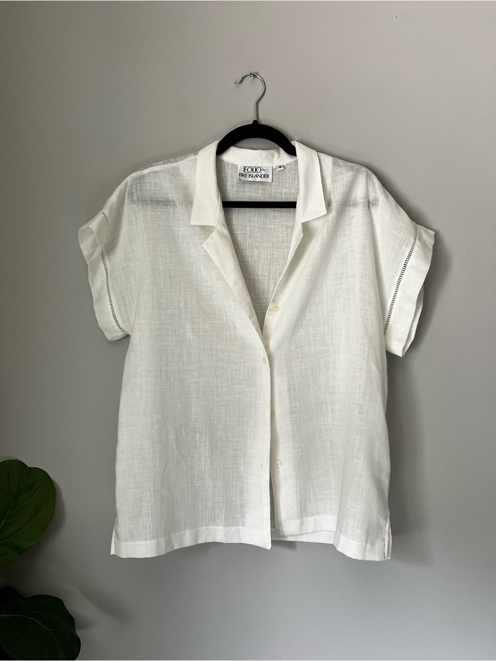 Vintage Eileen Fisher White Linen Button-Up Shirt- plus size
